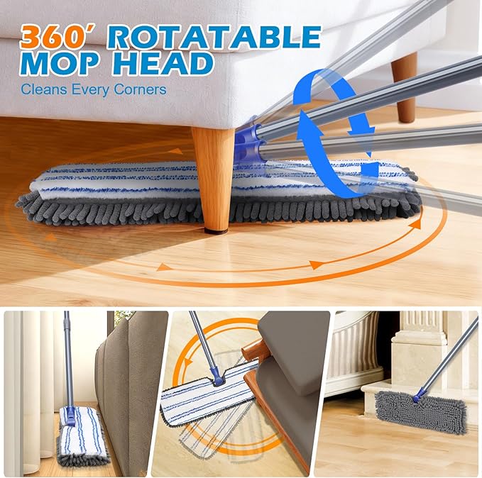 Mops for Floor Cleaning, Masthome Flat Dust Mop - Image 3