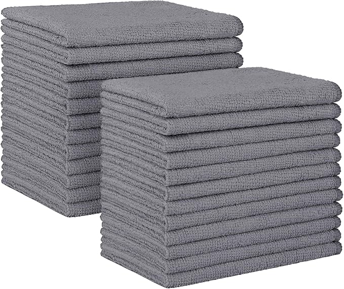 HOMEXCEL Grey Microfiber Cleaning Cloth, 24 Pack Absorbent Cleaning Rags by HOMEXCEL