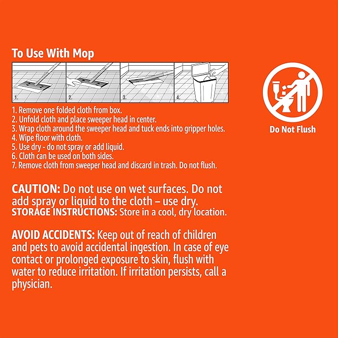 Amazon Basics Dry Floor Cloths | Clean Dust & Dirt | Pet Hair Removal | 64 - Image 4