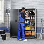 Yizosh Metal Garage Storage Cabinet with 2 Doors and 4 Adjustable Shelves - 71" Steel Lockable File Cabinet,Locking Tool Cabinets for Home,Office,Garage,Gym,School - Image 2