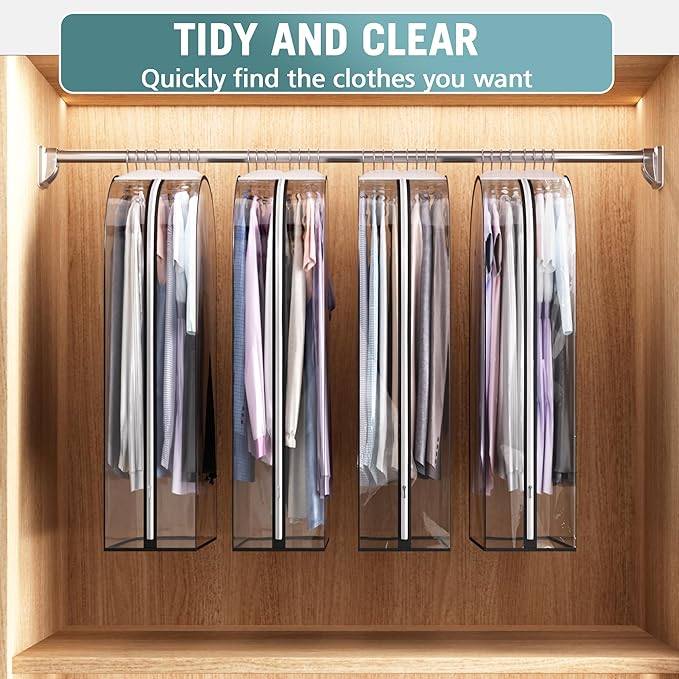 Clear Garment Bags for Hanging Clothes 10” Gusseted, Suit Bags for Closet - Image 6