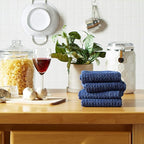 DII Basic Terry Collection Waffle Dishtowel Set, Solid Nautical Blue, 4 Piece - Image 5
