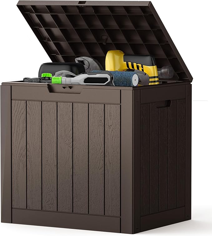 NEWBULIG 31 Gallon Deck Box, Weatherproof Resin Lockable Outdoor Storage for Secure Package Deliveries and Indoor Storage in Garden or Patio, Backyard by NEWBULIG