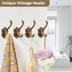 3 Pack Coat Hooks Metal Vintage Swan Shape Hooks, Heavy Duty Large Double Hook - Image 7