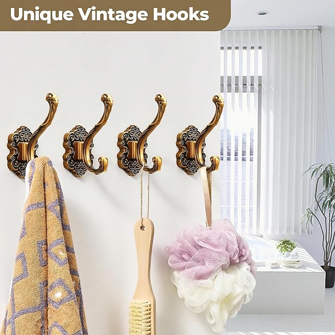 3 Pack Coat Hooks Metal Vintage Swan Shape Hooks, Heavy Duty Large Double Hook - Image 7