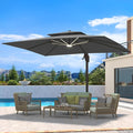 10 X 13 FT Cantilever Patio Umbrella with LED Lights Outdoor Heavy Duty Double Top Windproof Rectangle Offset Umbrellas with 360-degree Rotation for Pool Deck Backyard, Grey by Ombrellon