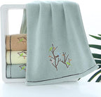 Pidada Hand Towels Set of 2 Embroidered Bird Tree Pattern 100% Cotton Absorbent - Image 3