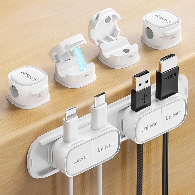6 Pack Magnetic Cable Clips, Laitver Cord Organizer Holder Strong Adhesive Desk by Unknown