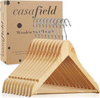 Casafield - 10 Natural Wooden Suit Hangers - Premium Lotus Wood - Image 6