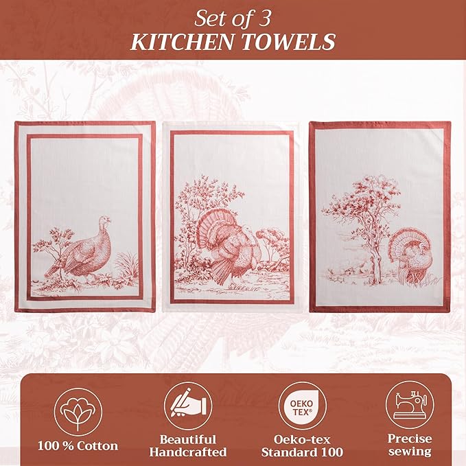 Maison d' Hermine Kitchen Towels Set of 3 100% Cotton 20" x 27.5" Reusable - Image 2