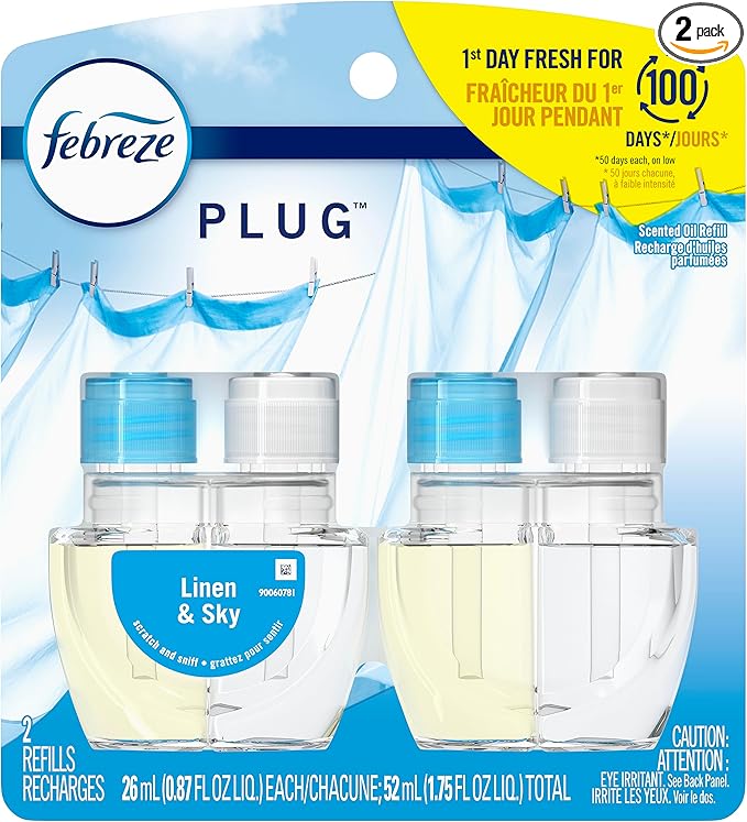 Febreze Plug In, Air Freshener, Scented Oil Refill, Linen & Sky, 0.87 Fl Oz by Febreze