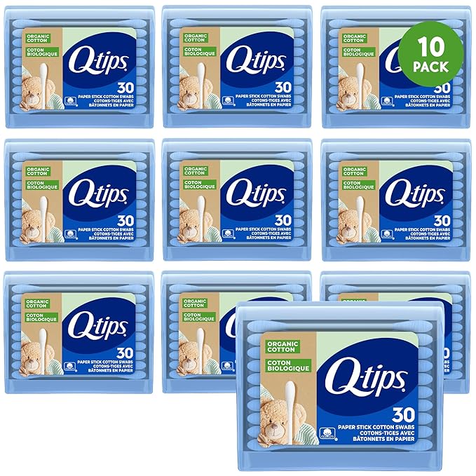 Q-tips Organic Cotton Swabs, Travel-Size 10-Pack – Household Essentials by Q-tips