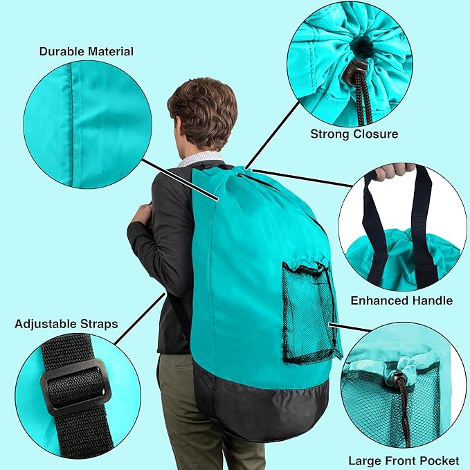 Turquoise Laundry Backpack - Image 3