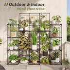 Metal Plant Stand Outdoor 63" Tall Plant Shelf for Plants 14-Tier Large Plant Sheves for Indoor Plants Living Room Heavy Duty Rack Garden Balcony Patio Hanging Planter - Image 2