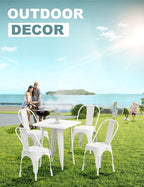 Nazhura Metal Dining Chair Farmhouse Tolix Style for Kitchen Dining Room Café Restaurant Bistro Patio, 18 Inch, Stackable, Waterproof Indoor/Outdoor (Sets of 4) (White) - Image 7
