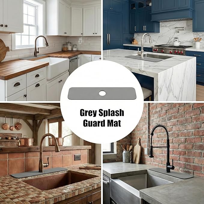 Customizable Kitchen Sink Faucet Mat: 30" Lx5.5 W Splash Guard, Pre-Cut Center - Image 5