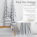 Bath Towel Set Gray 4Pack-35x70 Towel, 600GSM Ultra Soft Microfibers Bathroom - Image 4