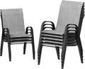 UDPATIO Patio Chairs Set of 8, Stackable Outdoor Dining Chairs with High Back, Breathable Textilene Fabric Outdoor Chair All Weather, 350LBS Capacity for Garden, Backyard (Light Grey) by UDPATIO