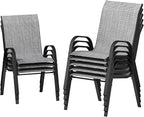 UDPATIO Patio Chairs Set of 8, Stackable Outdoor Dining Chairs with High Back, Breathable Textilene Fabric Outdoor Chair All Weather, 350LBS Capacity for Garden, Backyard (Light Grey) by UDPATIO