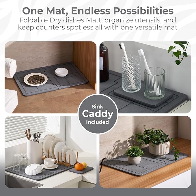 Large Stone Dish Drying Mat for Kitchen Counter, Detachable Water Absorbing - Image 5