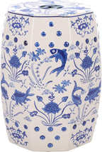 Safavieh Castle Gardens Collection Glazed Ceramic Blue Cloud 9 Chinoiserie Garden Stool - Image 3