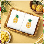 2 Pcs Pineapple Hand Towels White-Yellow Bathroom Decor 14x29 Inch Embroidered - Image 2