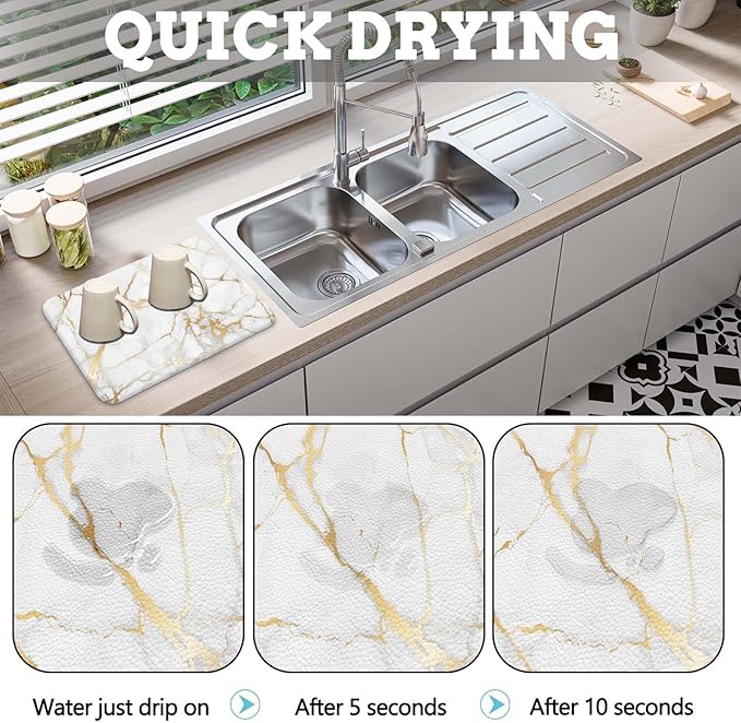MCALK Marble White Dish Drying Mat - Image 2