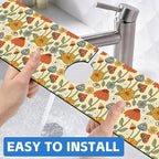 Abstract 70s Mushroom Floral Sink Faucet Absorbing Mat Sink Splash Guard Faucet - Image 6
