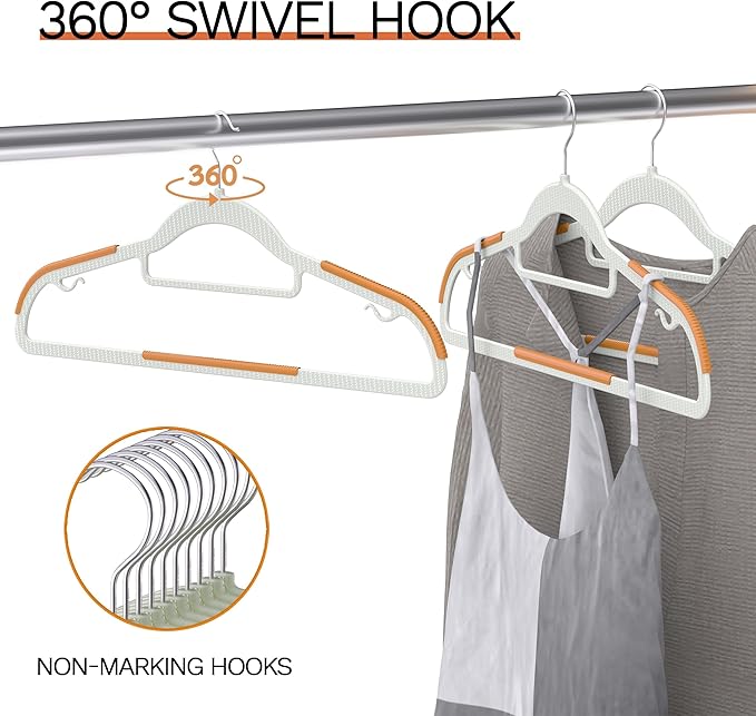60 Pack Heavy Duty Plastic Hangers, Non Slip Clothes Hangers - Image 4