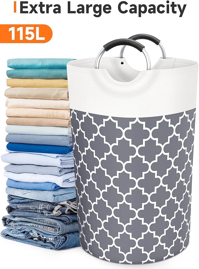 Large Laundry Basket Laundry Hamper Bag Washing Bin Clothes Bag Collapsible Tall - Image 5