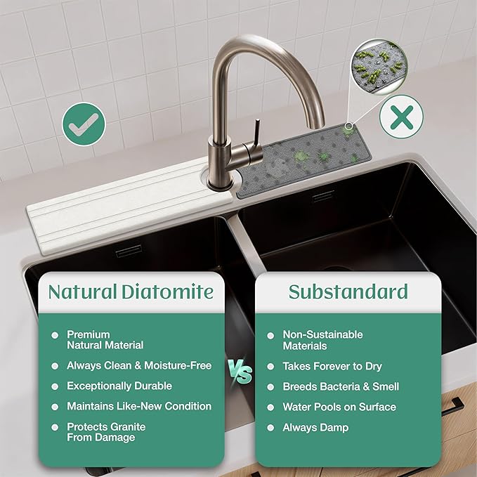 Stone Faucet Mat for Kitchen Sink Splash Guard 23.6" x 3.9" - Image 3
