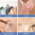 50 Pack 72inch Extra Long Plastic Garment Bag Dust Proof Clear Plastic Clothes - Image 3