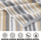VOOVA & MOVAS Beige Striped Bath Towels, Bathroom Towels Set of 4, Tan Body - Image 2