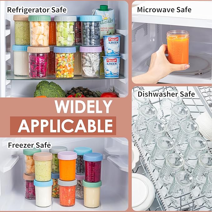 DRKIO 12 Pack Glass Baby Food Storage Containers - 8 Oz Baby Food Jars - Image 6