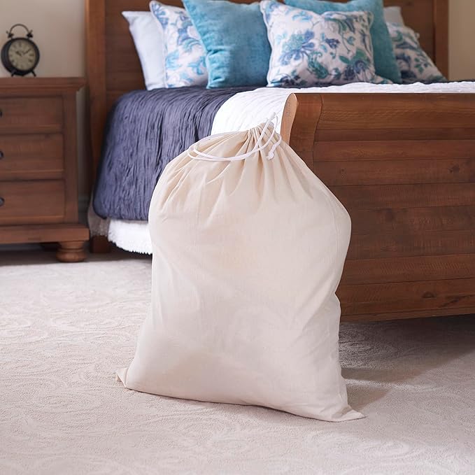 Household Essentials Cotton Laundry Bag, 100% Cotton, Drawstring Top - Image 6