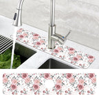 Pink Rose Floral Kitchen Sink Splash Guard Mat Absorbent Fast Drying Mat Faucet - Image 4