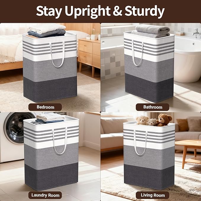 WOWBOX 2 Pack Laundry Hampers Baskets, Freestanding Dirty Clothes Hampers - Image 6