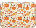 Fall Fox Dish Drying Mat for Kitchen Countertop 16x18 Autumn Chestnuts Pumpkin by Wamika