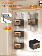 Closet Hanging Organizer with Drawers, 6 Tier Metal Closet Organizers and - Image 2