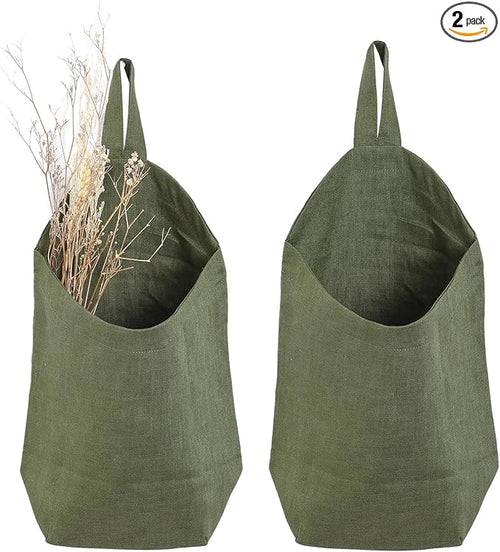 100% Linen Hanging Storage Bags Baskets 2 Pcs, Small Wall Storage Bag by HSOFTIFY