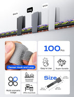 100pcs Hook and Loop Cable Ties, Adhesive Wire Management, Adjustable Cord - Image 4