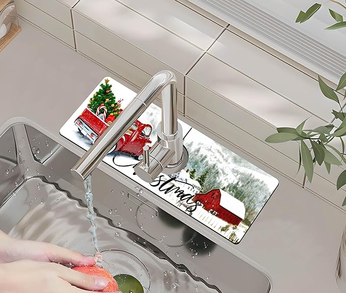 Kitchen Sink Splash Guard Faucet Mat -1 PC Super Absorbent Fast Drying Mat Sink by ptmaxs