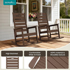 SERWALL Outdoor Rocking Chair, Oversized Rocking Chair with Footrest for Adults, HDPE All Weather Resistant Rocking Chairs for Patio, 350lbs Weight Capacity, Brown - Image 6