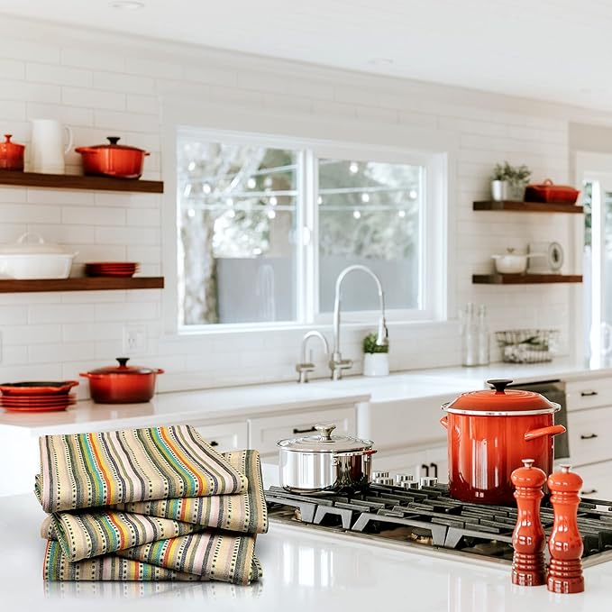 Urban Villa Kitchen Towels Beige Stripes Dish Towels - Image 7