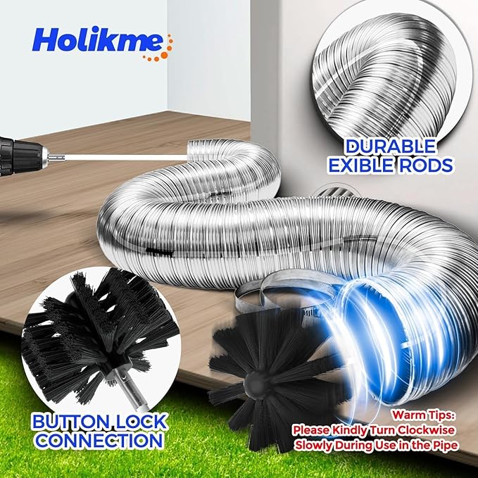 Holikme 20 Feet Dryer Vent Cleaner Kit, Flexible Lint Brush - Image 2