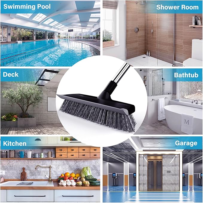 ITTAR Floor Scrub Brush with 55" Long Handle, Stainsless Steel Pole Heavy-Duty - Image 7