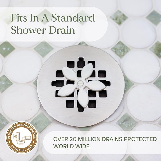 ​DrainWig Shower Drain Hair Catcher – Disposable White Flower – No-Touch Hair - Image 8