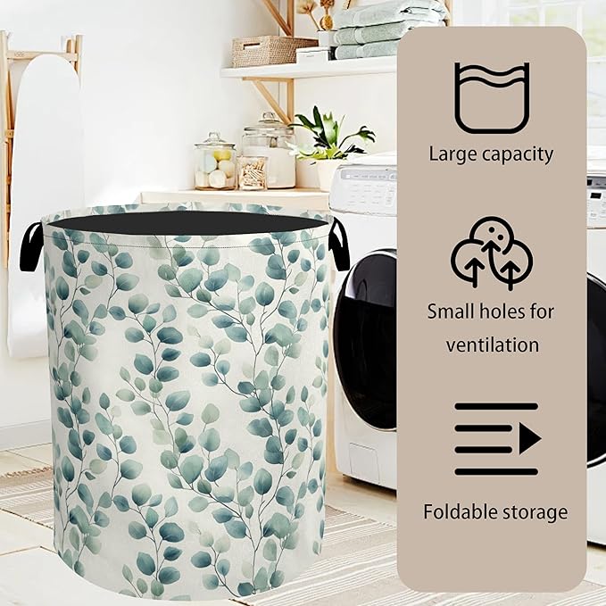 Sage Green Plant Large Clothes Hamper Bag - Image 7