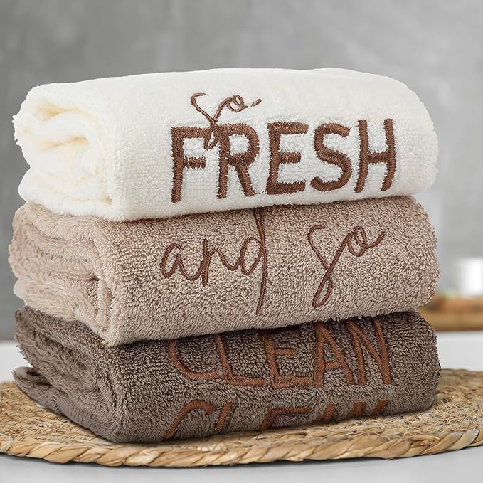 3 Pcs So Fresh and So Clean Clean Farmhouse Decorative Hand Towels - Image 5
