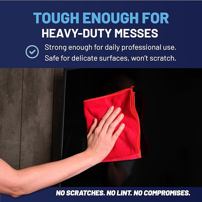 MW PRO Microfiber Cleaning Cloths Red - Image 6